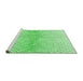 Sideview of Machine Washable Transitional Green Rug, wshpat1636grn