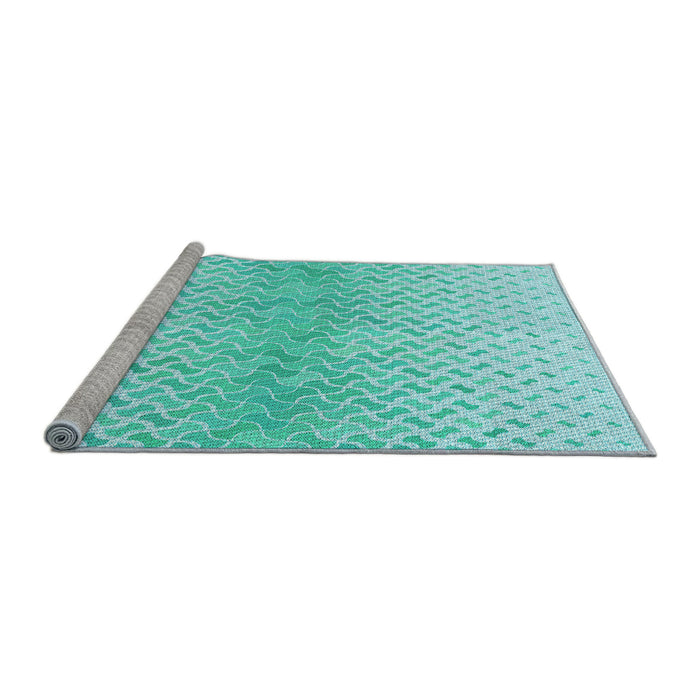 Sideview of Machine Washable Transitional Diamond Blue Rug, wshpat1636lblu