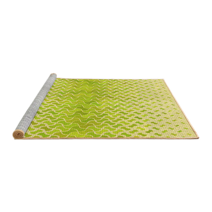 Sideview of Machine Washable Transitional Green Rug, wshpat1636yw