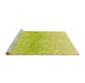 Sideview of Machine Washable Transitional Green Rug, wshpat1636yw