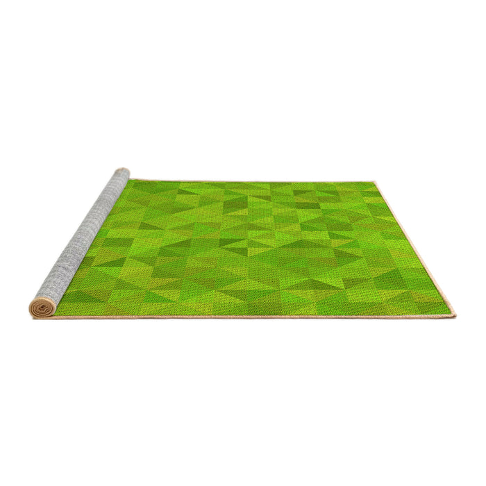 Sideview of Machine Washable Transitional Apple Green Rug, wshpat1637yw