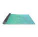 Thickness of Patterned Turquoise Green Rug, pat1638lblu