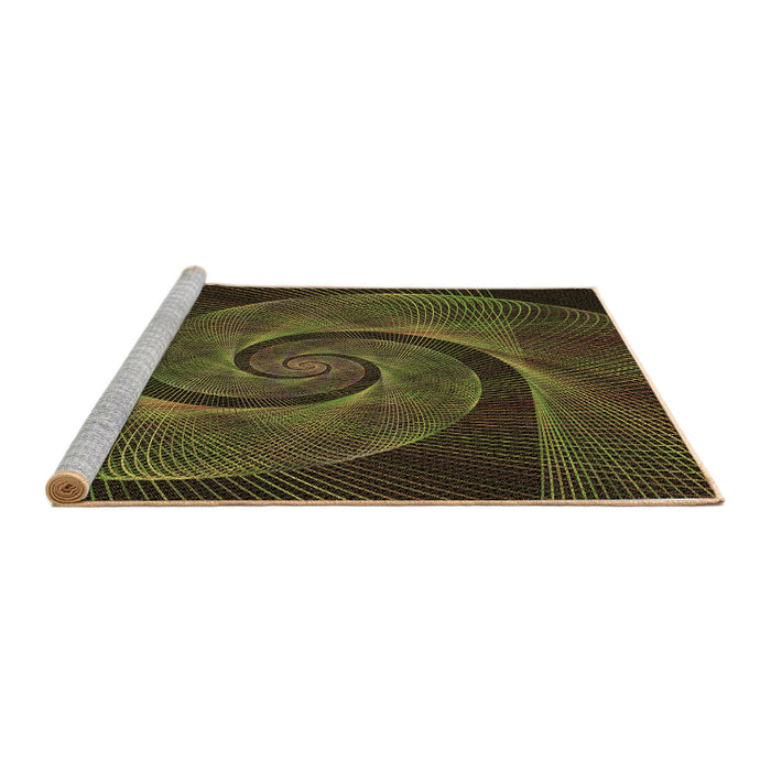 Sideview of Machine Washable Transitional Dark Yellow Green Rug, wshpat1639brn