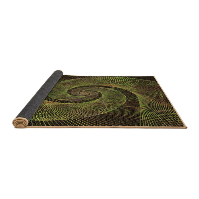 Thickness of Patterned Dark Yellow Green Rug, pat1639brn