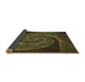 Thickness of Patterned Dark Yellow Green Rug, pat1639brn