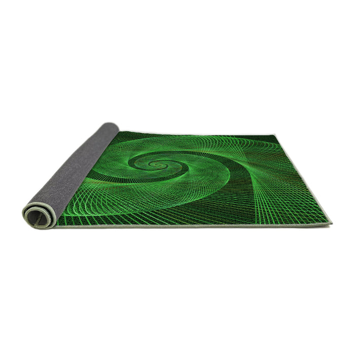 Thickness of Patterned Dark Forest Green Rug, pat1639grn