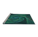 Sideview of Machine Washable Transitional Deep Teal Green Rug, wshpat1639lblu