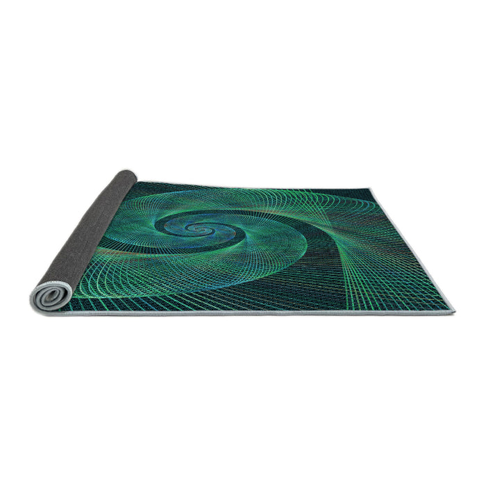 Thickness of Patterned Deep Teal Green Rug, pat1639lblu