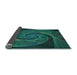 Thickness of Patterned Deep Teal Green Rug, pat1639lblu