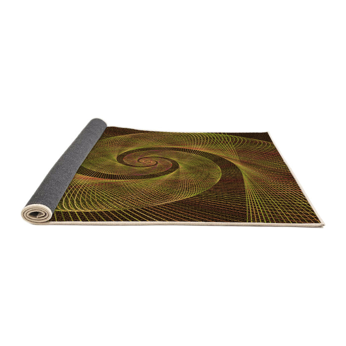 Thickness of Patterned Black Brown Rug, pat1639org