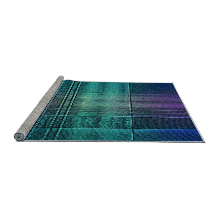 Sideview of Machine Washable Transitional Light Sea Green Rug, wshpat164lblu