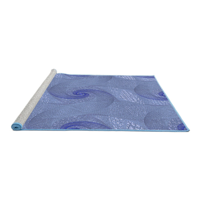 Sideview of Machine Washable Transitional Sky Blue Rug, wshpat1640blu