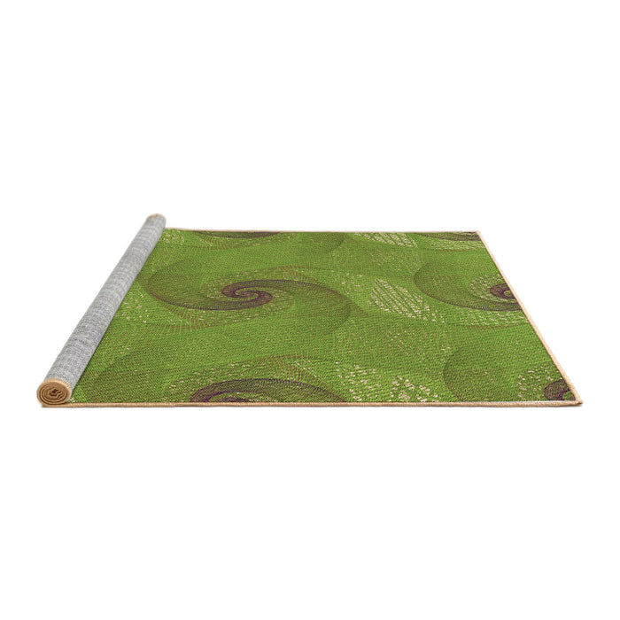 Sideview of Machine Washable Transitional Pistachio Green Rug, wshpat1640brn