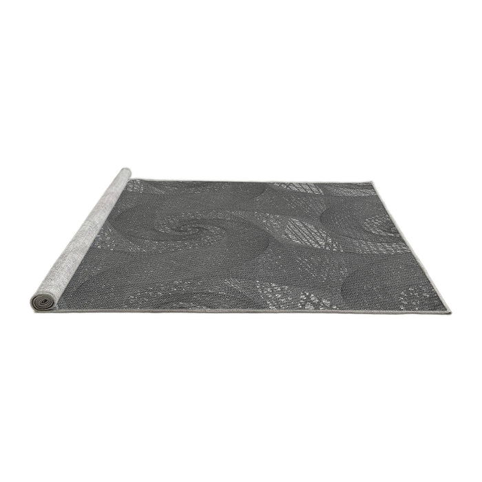 Sideview of Machine Washable Transitional Gunmetal Gray Rug, wshpat1640gry