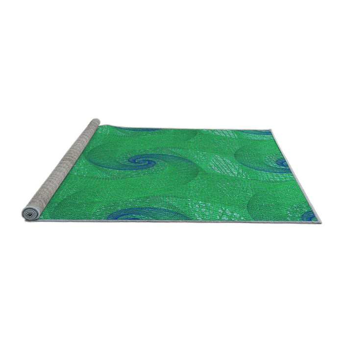 Sideview of Machine Washable Transitional Spring Green Rug, wshpat1640lblu