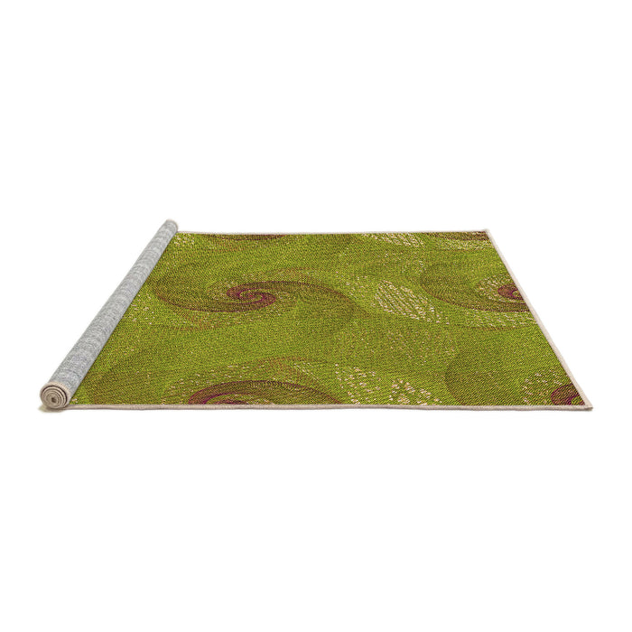 Sideview of Machine Washable Transitional Dark Yellow Green Rug, wshpat1640org