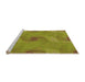 Sideview of Machine Washable Transitional Dark Yellow Green Rug, wshpat1640org