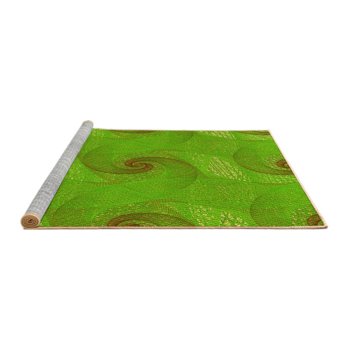 Sideview of Machine Washable Transitional Bright Green Rug, wshpat1640yw
