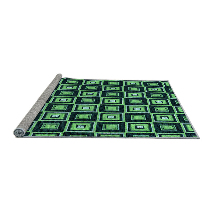 Sideview of Machine Washable Transitional Deep Teal Green Rug, wshpat1642lblu