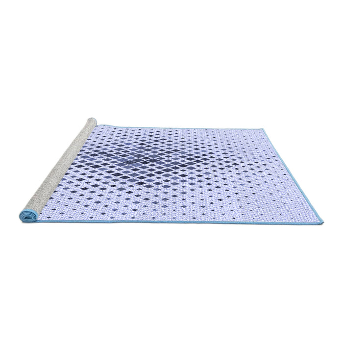 Sideview of Machine Washable Transitional Lavender Blue Rug, wshpat1644blu