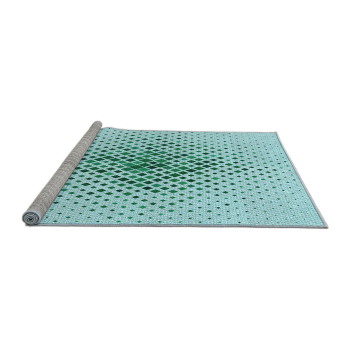 Sideview of Machine Washable Transitional Electric Blue Rug, wshpat1644lblu
