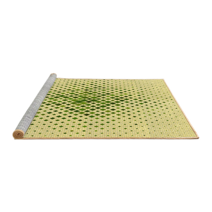 Sideview of Machine Washable Transitional Green Rug, wshpat1644yw