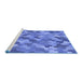 Sideview of Machine Washable Transitional Sky Blue Rug, wshpat1645blu