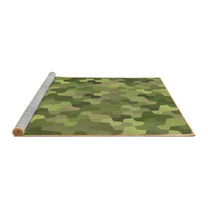 Sideview of Machine Washable Transitional Fern Green Rug, wshpat1645brn