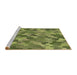 Sideview of Machine Washable Transitional Fern Green Rug, wshpat1645brn