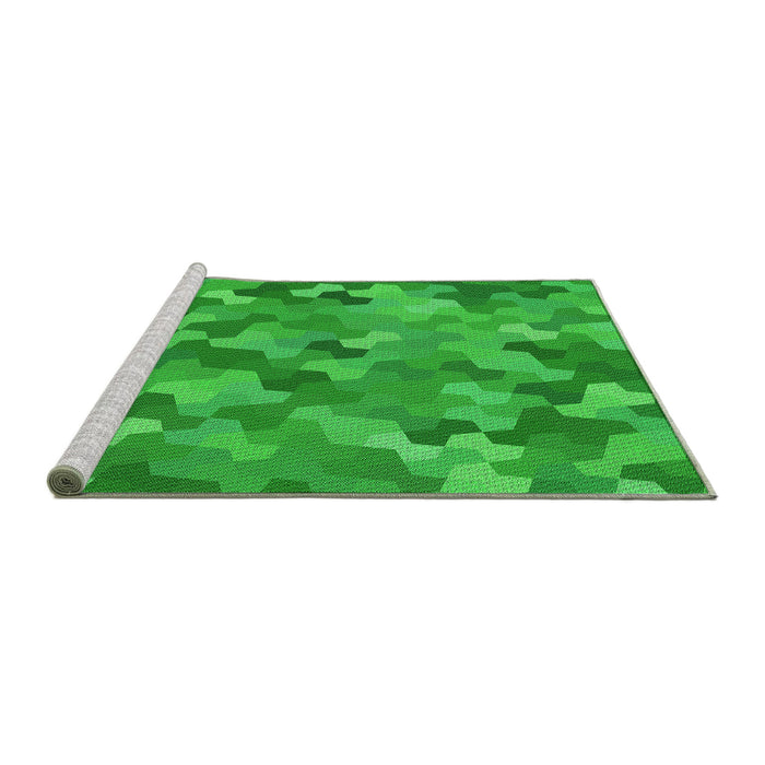Sideview of Machine Washable Transitional Lime Green Rug, wshpat1645grn