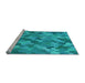 Sideview of Machine Washable Transitional Aqua Cyan Blue Rug, wshpat1645lblu