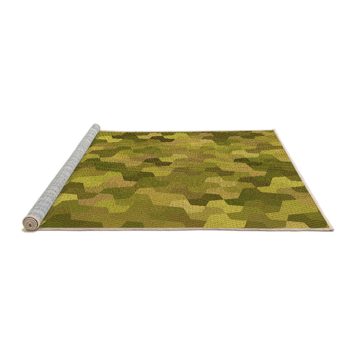Sideview of Machine Washable Transitional Dark Yellow Green Rug, wshpat1645org