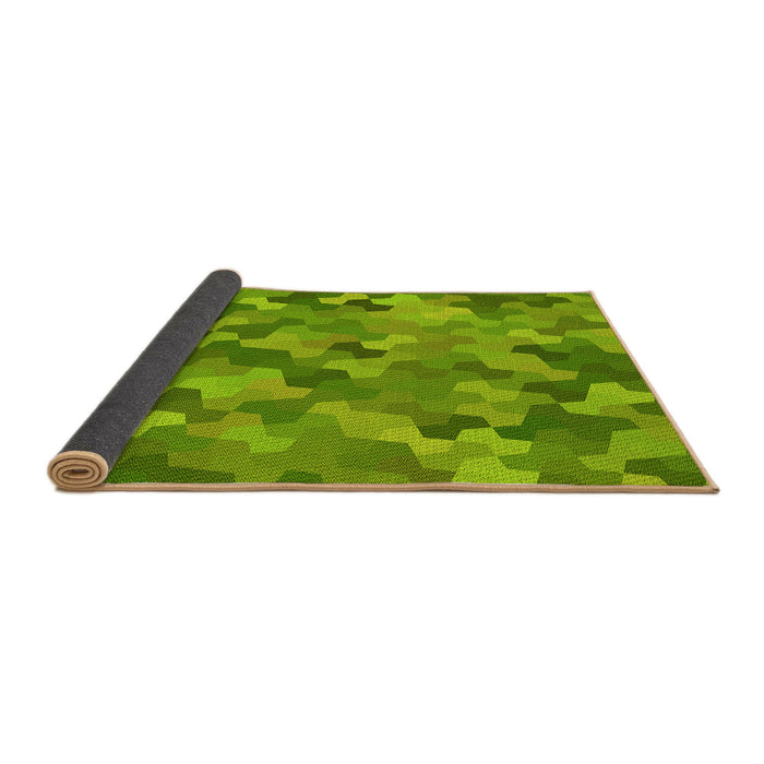 Thickness of Patterned Dark Lime Green Rug, pat1645yw