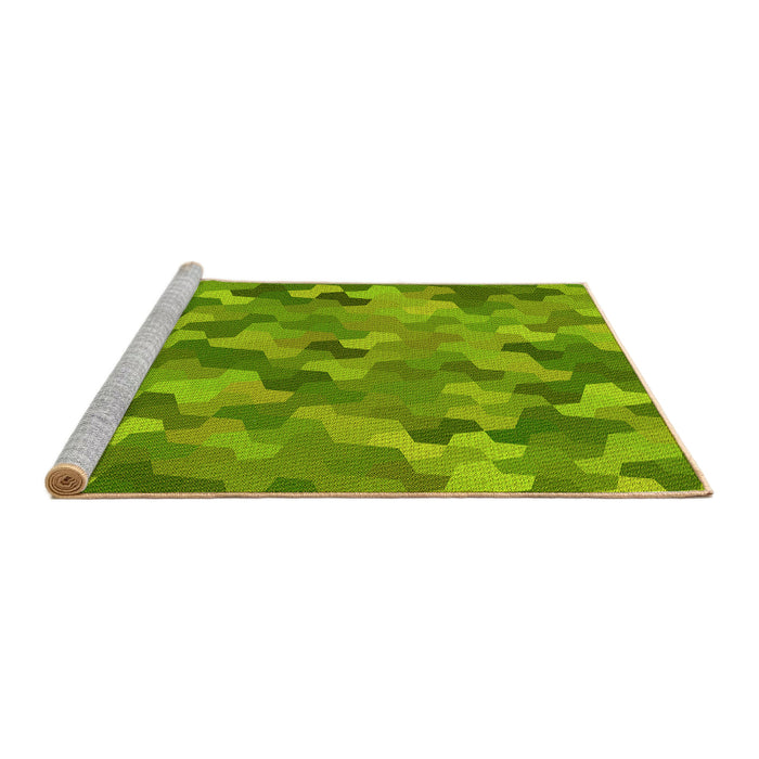 Sideview of Machine Washable Transitional Dark Lime Green Rug, wshpat1645yw