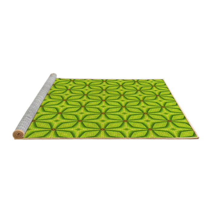 Sideview of Machine Washable Transitional Dark Lime Green Rug, wshpat1646yw