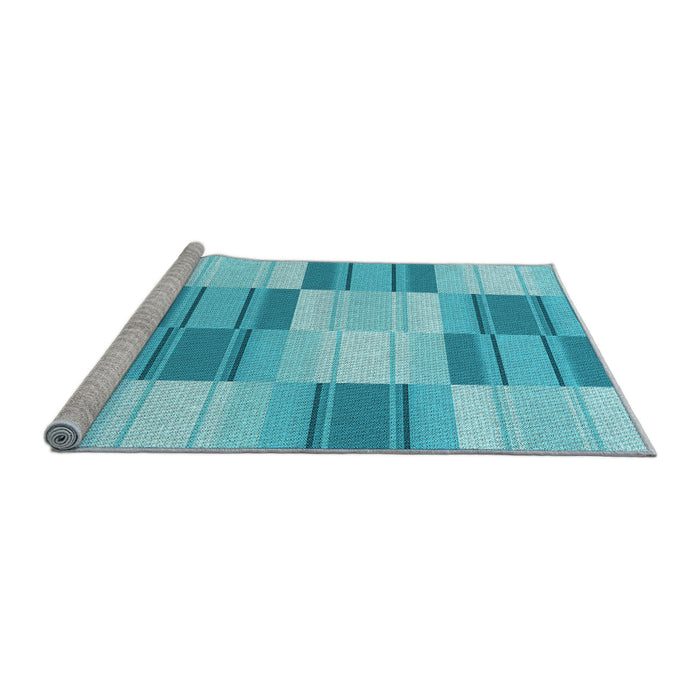 Sideview of Machine Washable Transitional Dark Turquoise Green Rug, wshpat1649lblu