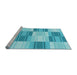 Sideview of Machine Washable Transitional Dark Turquoise Green Rug, wshpat1649lblu