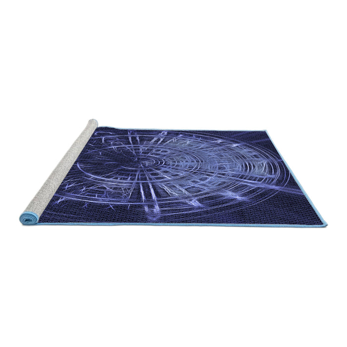 Sideview of Machine Washable Transitional Night Blue Rug, wshpat165blu
