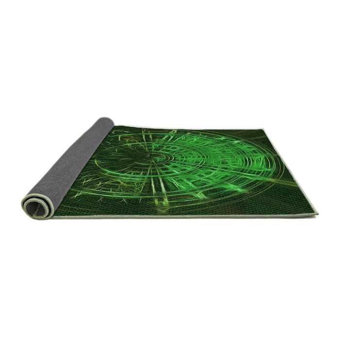 Thickness of Patterned Black Rug, pat165grn