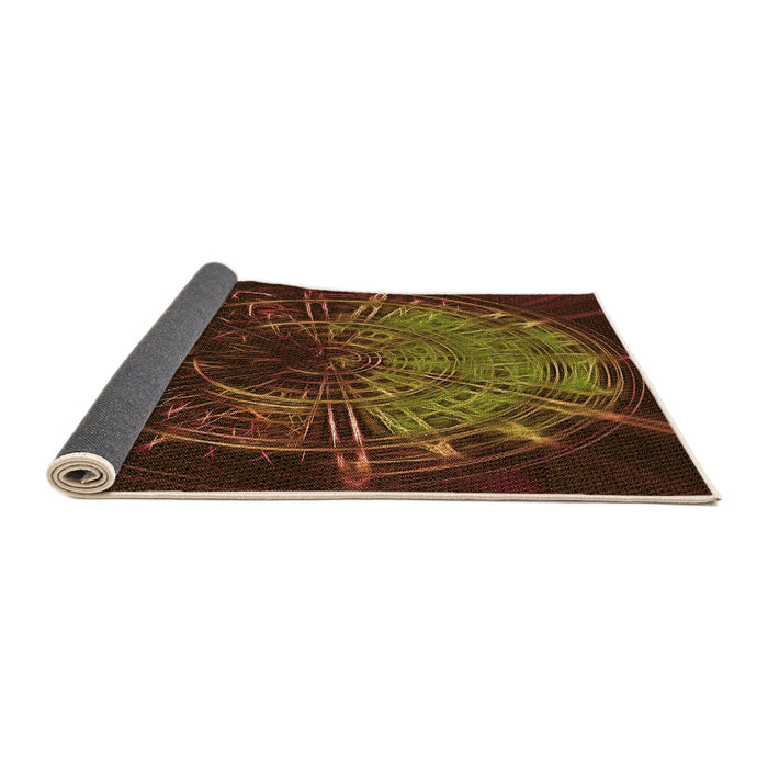 Thickness of Patterned Black Brown Rug, pat165org