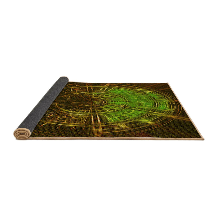 Thickness of Patterned Black Brown Rug, pat165yw