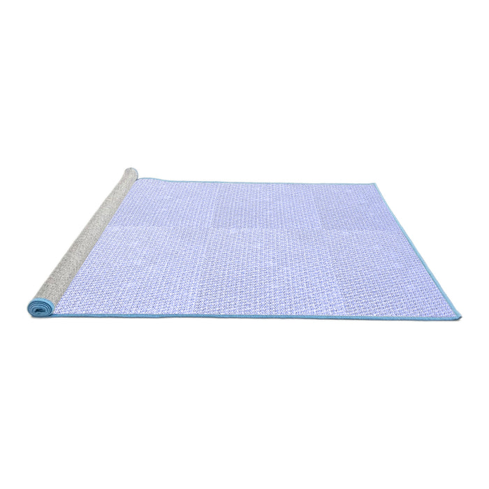 Sideview of Machine Washable Transitional Lavender Blue Rug, wshpat1650blu