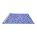 Sideview of Machine Washable Transitional Sky Blue Rug, wshpat1653blu