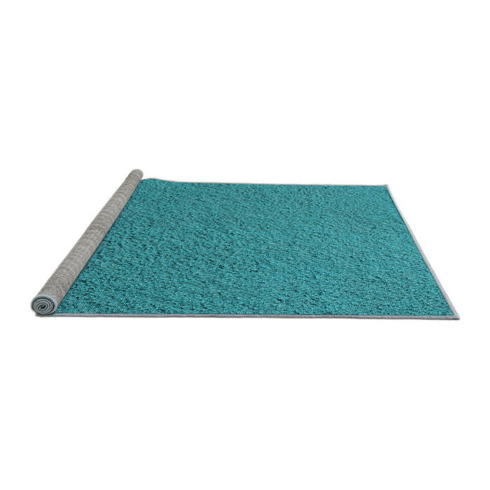 Sideview of Machine Washable Transitional Bright Turquoise Blue Rug, wshpat1654lblu