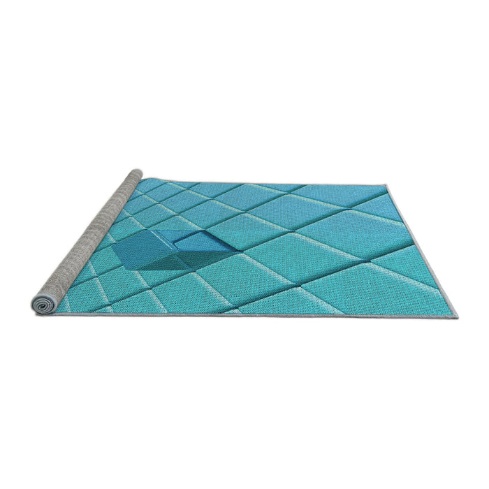Sideview of Machine Washable Transitional Bright Cyan Blue Rug, wshpat1655lblu