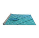 Sideview of Machine Washable Transitional Bright Cyan Blue Rug, wshpat1655lblu