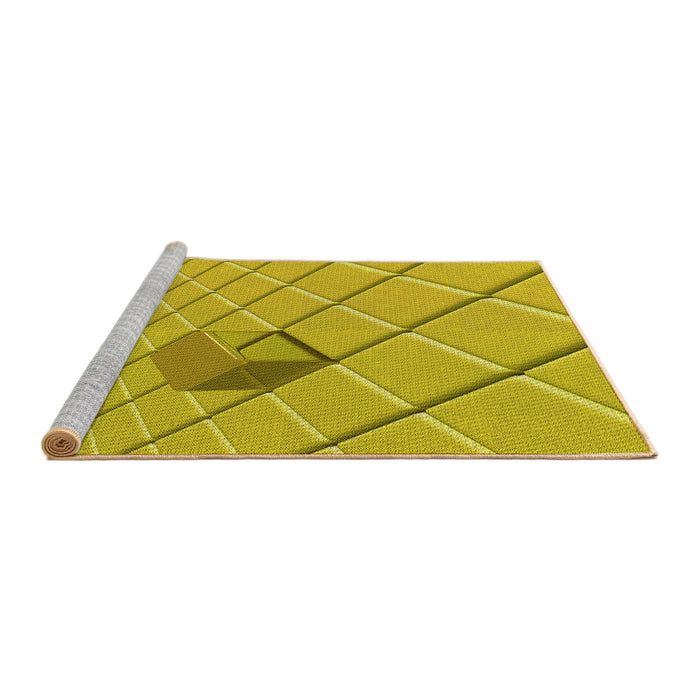 Sideview of Machine Washable Transitional Yellow Rug, wshpat1655yw