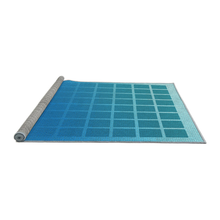 Sideview of Machine Washable Transitional Neon Blue Rug, wshpat1656lblu