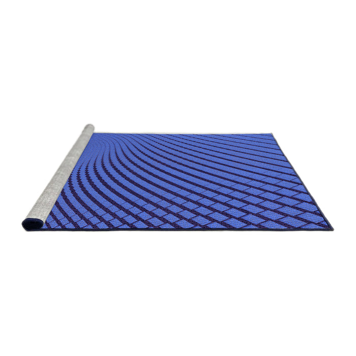 Sideview of Machine Washable Transitional Blue Rug, wshpat1657pur