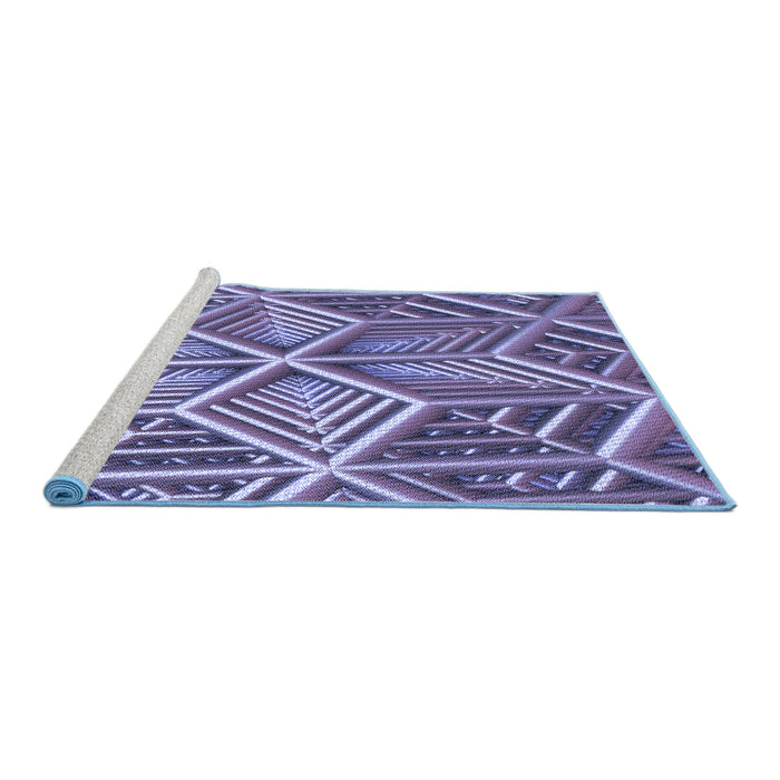 Sideview of Machine Washable Transitional Purple Mimosa Purple Rug, wshpat1658blu
